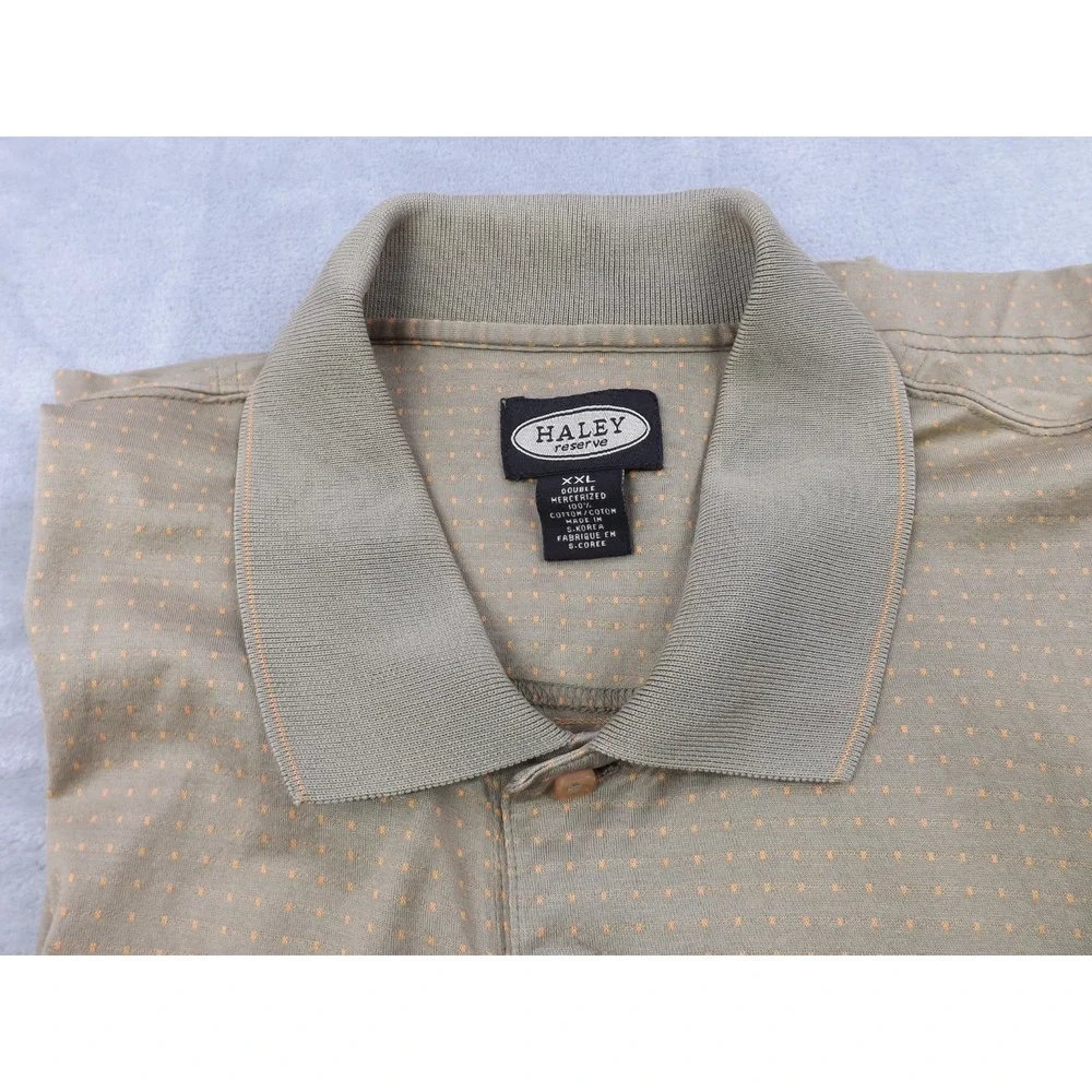 Haley Reserve Polo Shirts Men's XXL Brn/Blk/Wht, Greenish Tan/Orange Set of Two